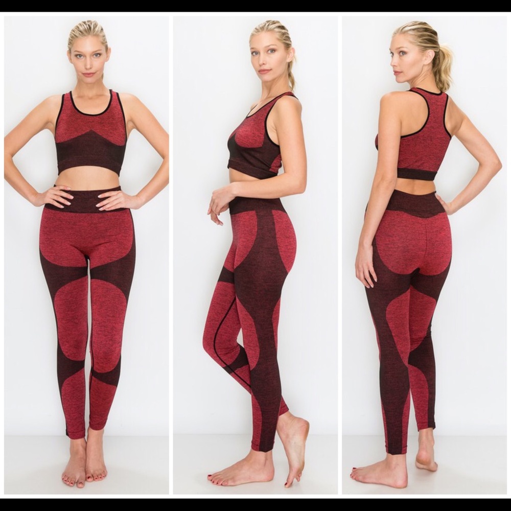 Seamless Workout Sports Bra with Legging 2 pc Set